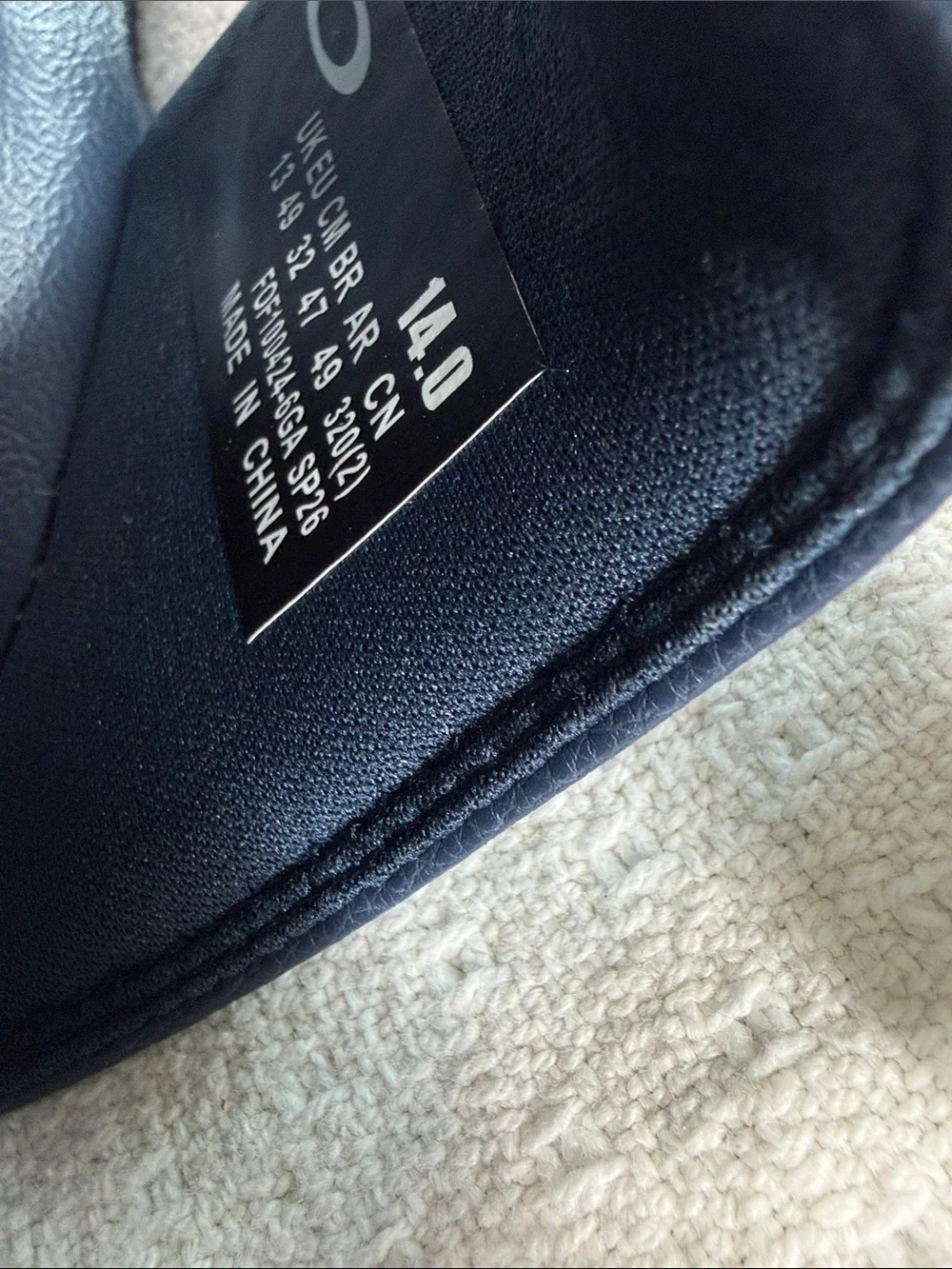 Oakley navy blue and white rubber slides size 14